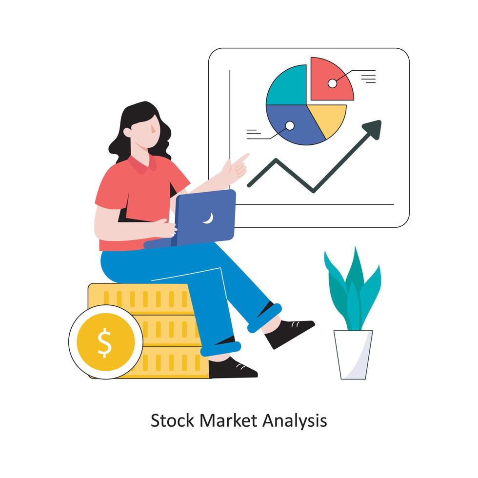 Stock Market Analysis flat style design vector illustration. stock illustration