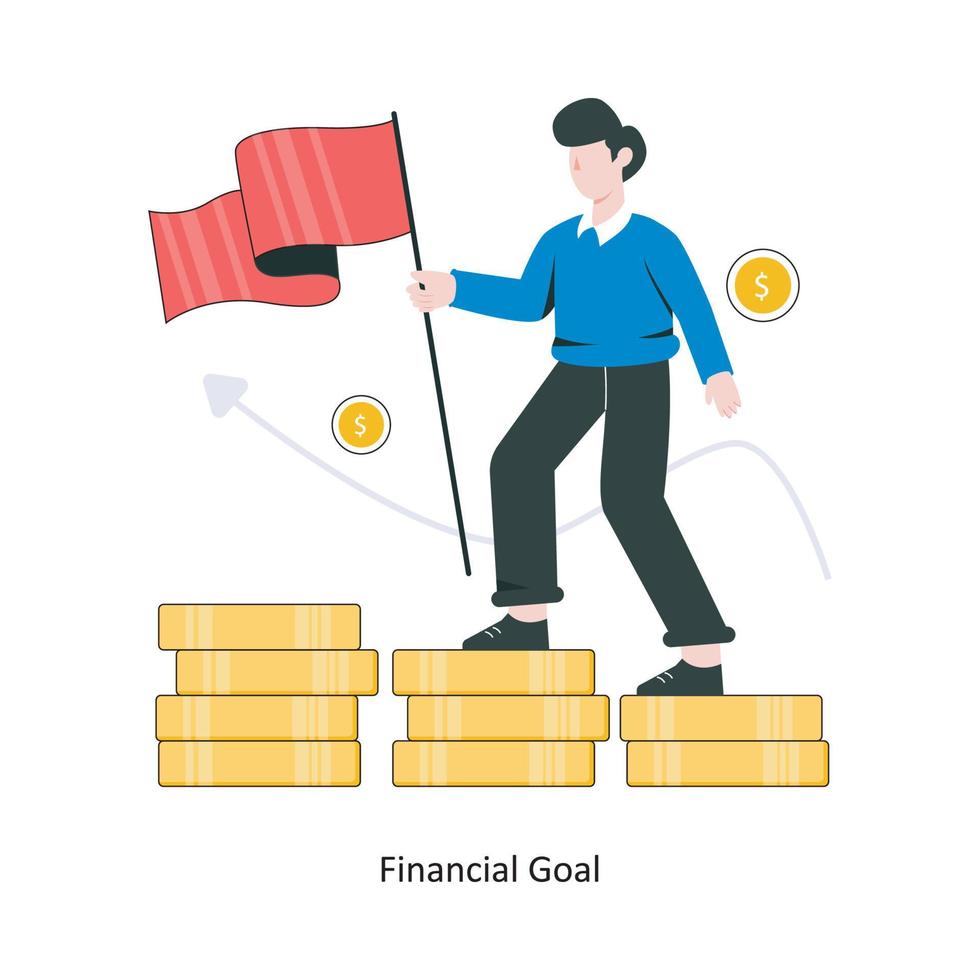 Ilustración de vector de diseño de estilo plano de objetivo financiero. ilustración de stock