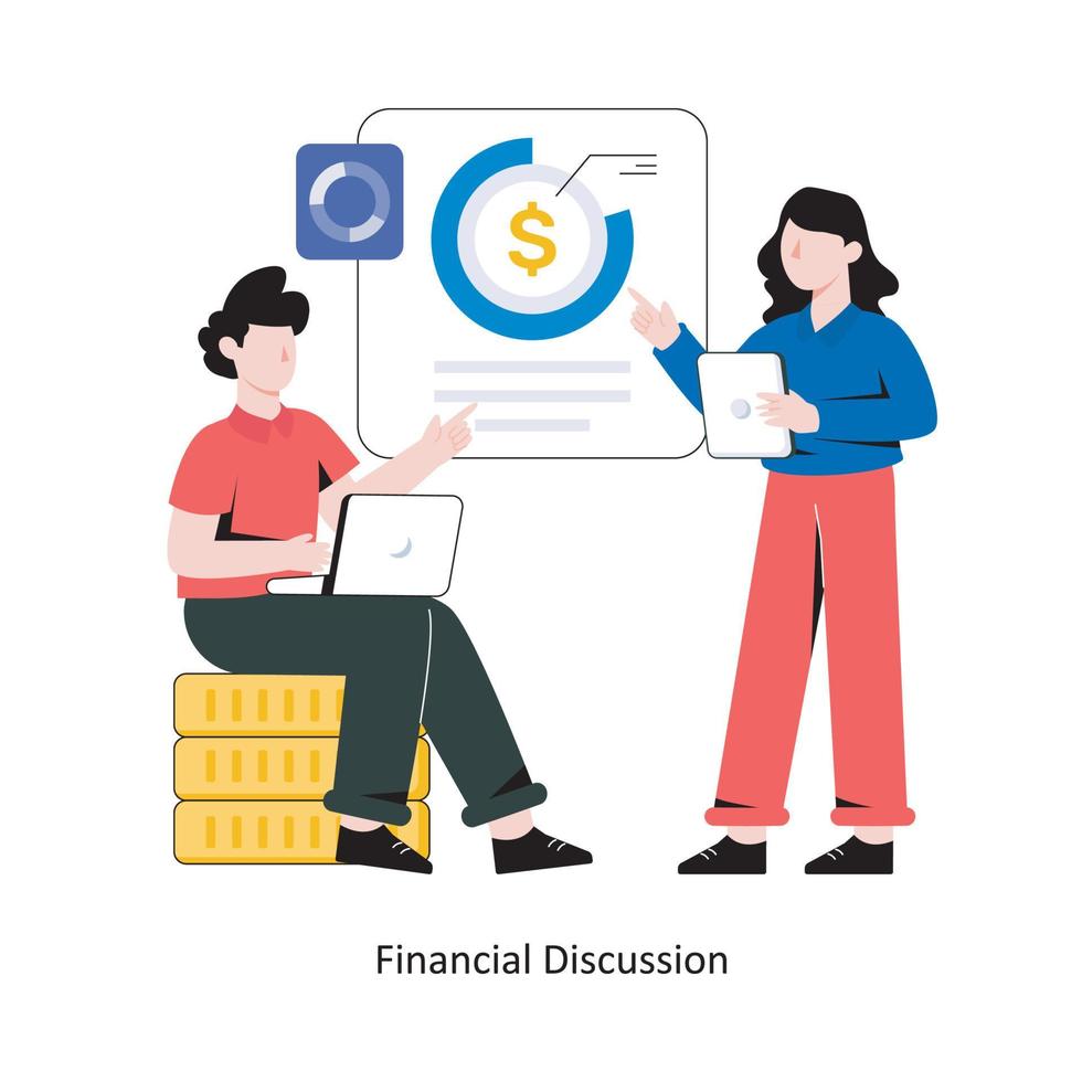 Financial Discussion flat style design vector illustration. stock illustration