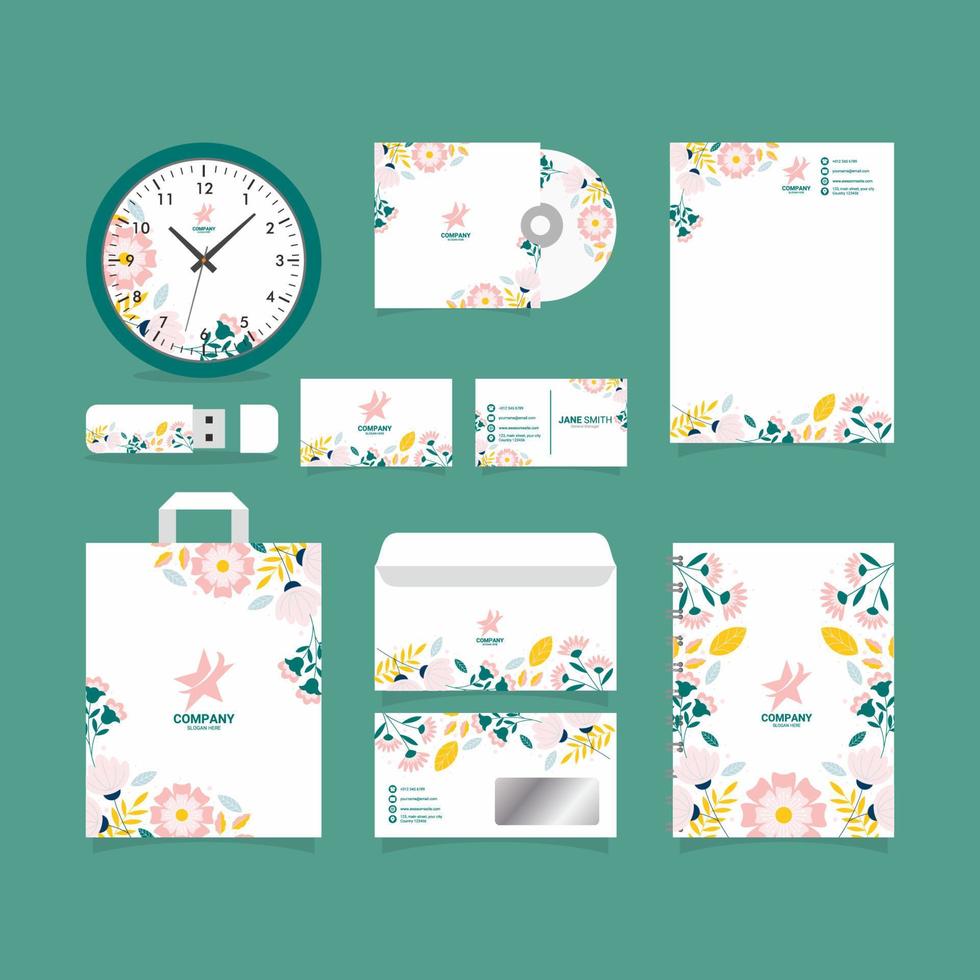 Floral Creative  Business Kit Template vector