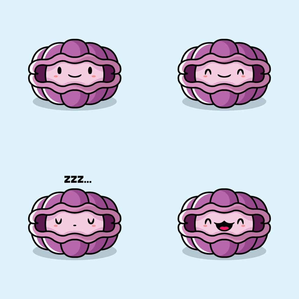 vector illustration of kawaii sea shell emoji
