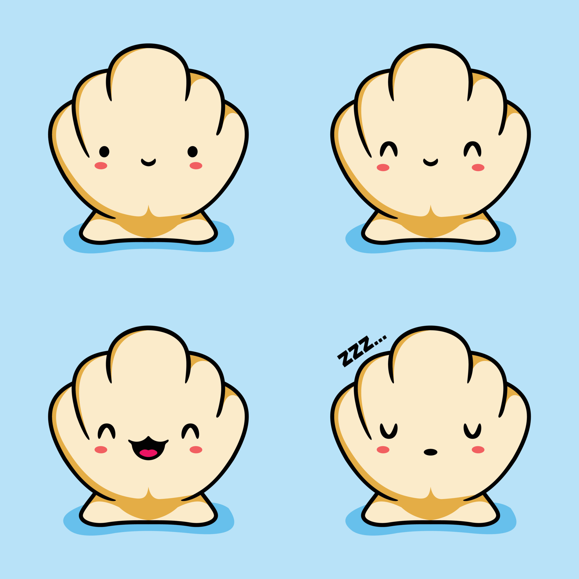 ilustración vectorial de emoji de concha de mar kawaii 13656693 Vector