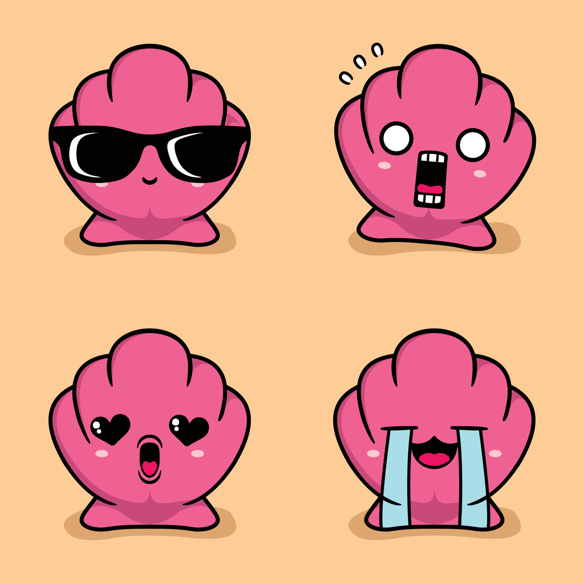 ilustración vectorial de emoji de concha de mar kawaii 13656696 Vector