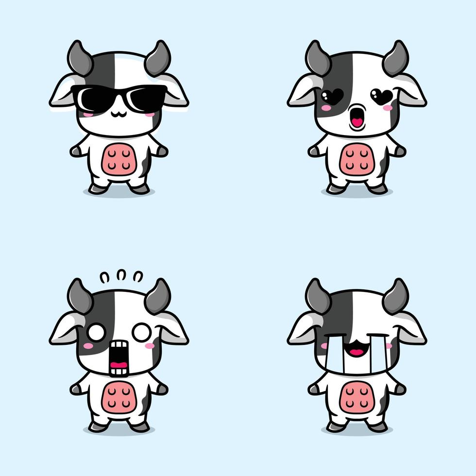 vector illustration of kawaii cow emoji sticker 13656698 Vector Art at