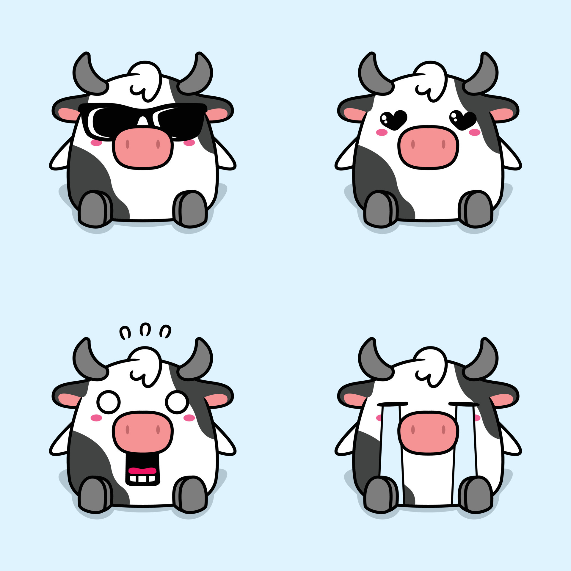 ilustración vectorial de la pegatina emoji vaca kawaii 13656699 Vector