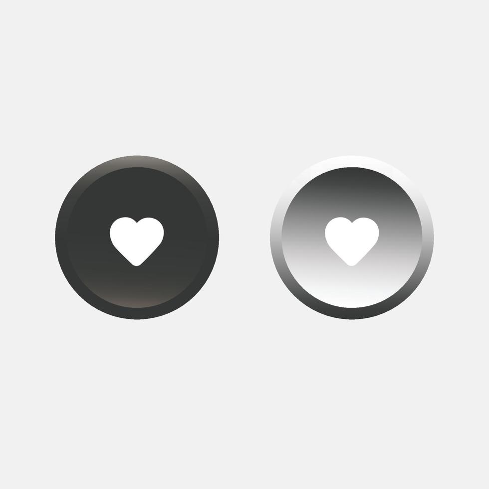 Neumorphic like and heart icon vector