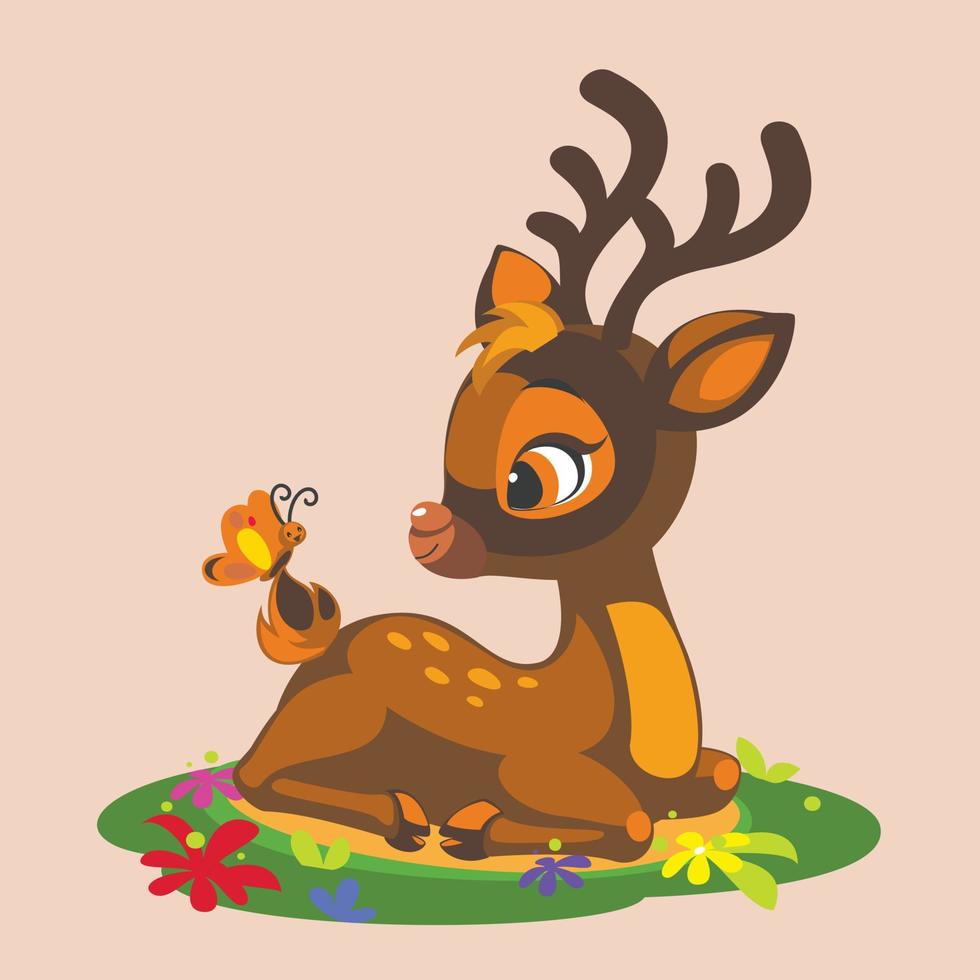 Deer illustration design cute bambi animal 13656729 Vector Art at Vecteezy