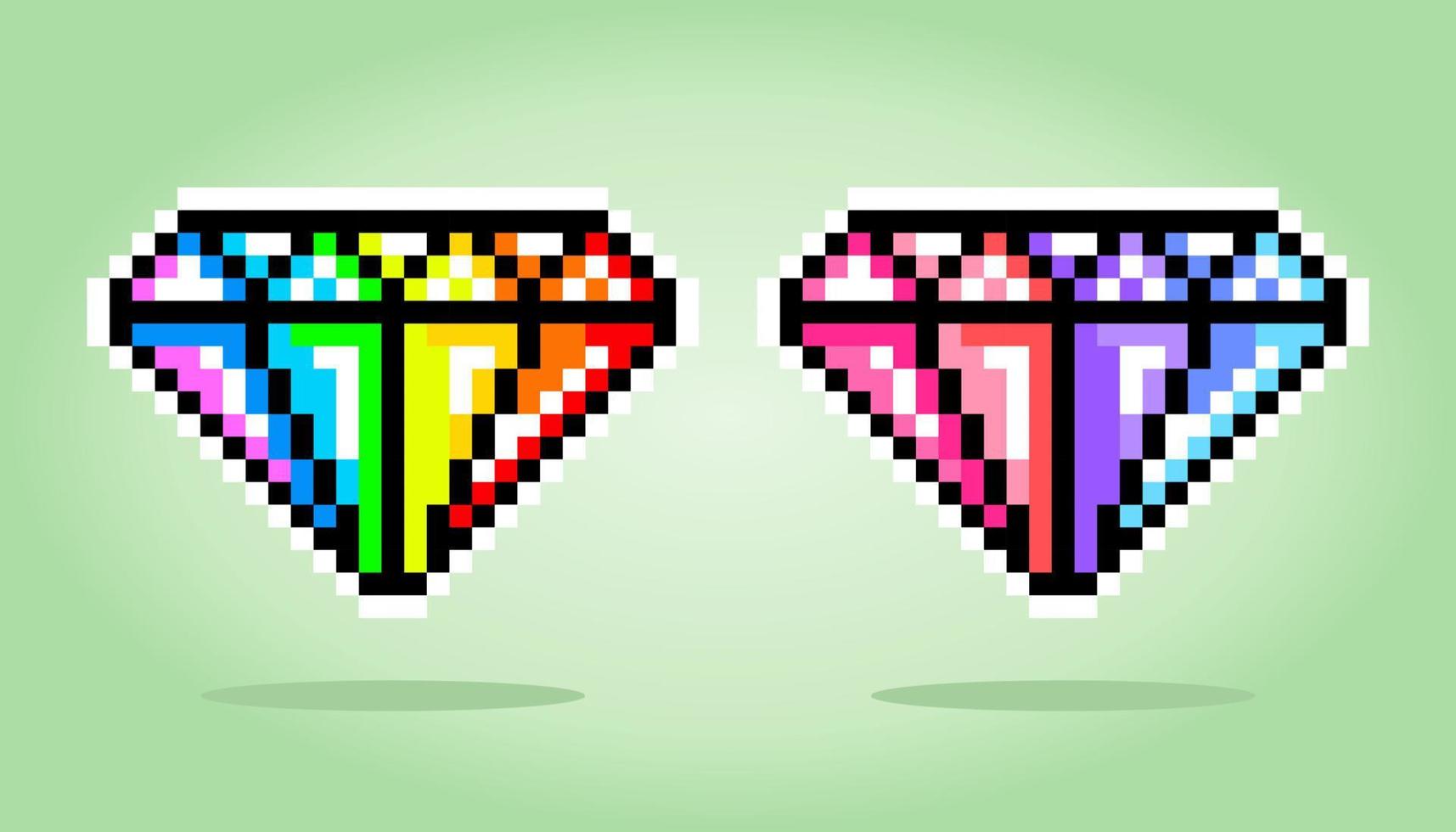 Pixel 8 Bit Rainbow Diamond. Objek item untuk game asset dalam ilustrasi vektor. vector