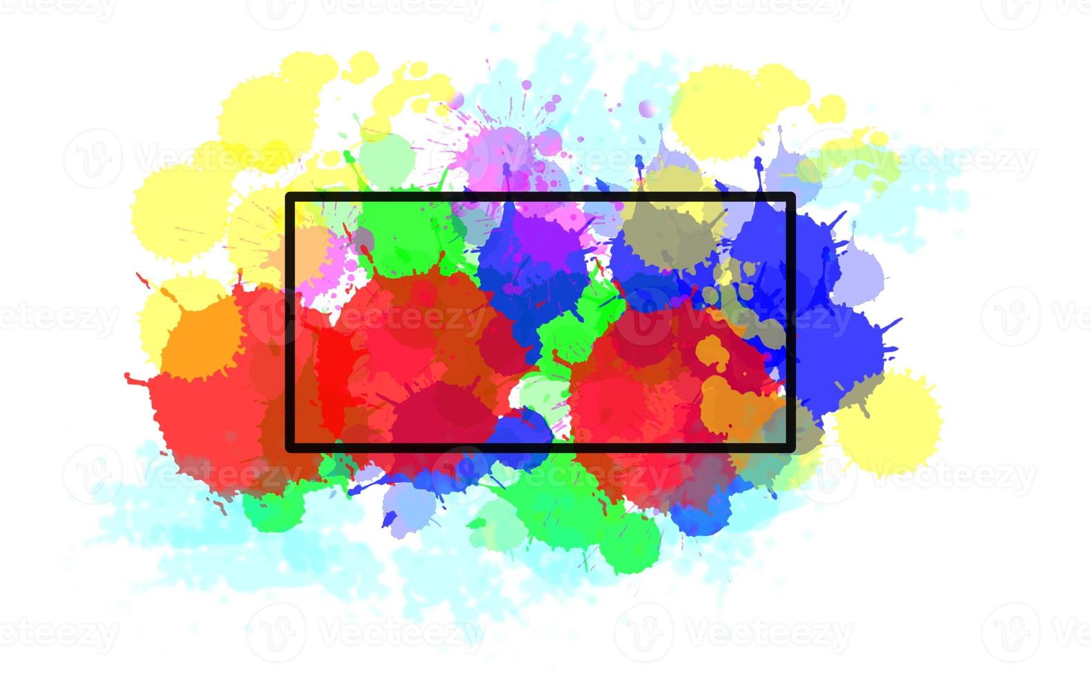 backdrop Colorful splashes on white background, Abstract red blue yellow watercolor splashes photo