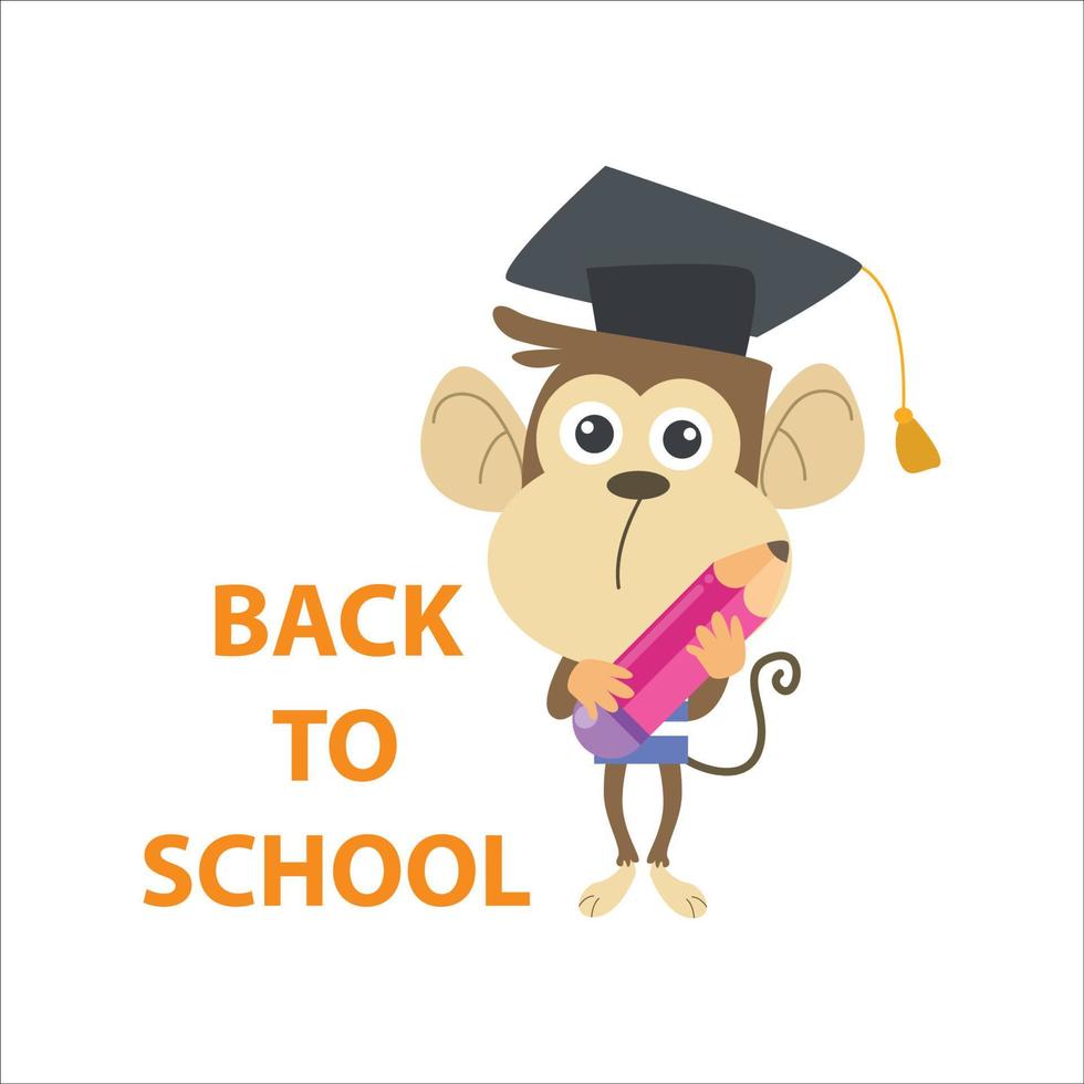 illustration vector graphic cute monkey back to school