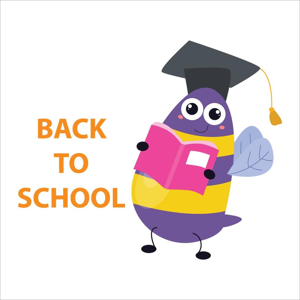 cute bumblee bee back to school avter traveling vector