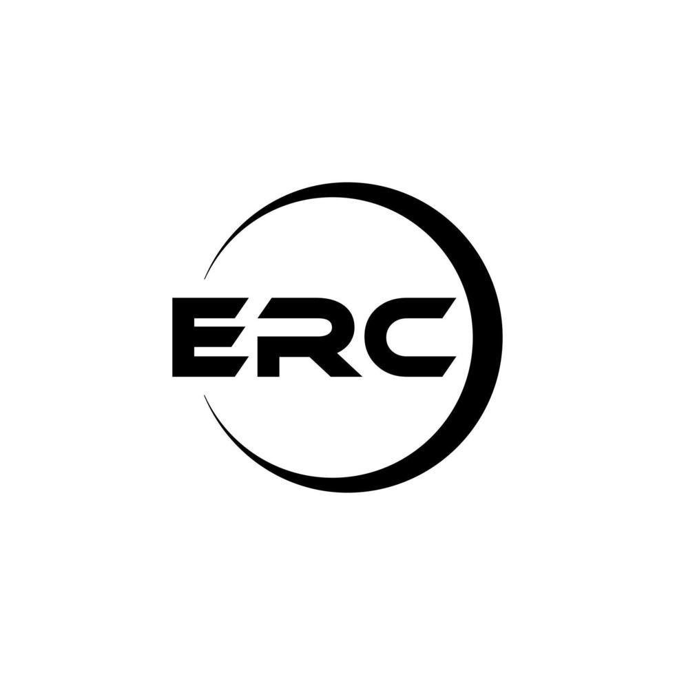 ERC letter logo design in illustration. Vector logo, calligraphy designs for logo, Poster, Invitation, etc.