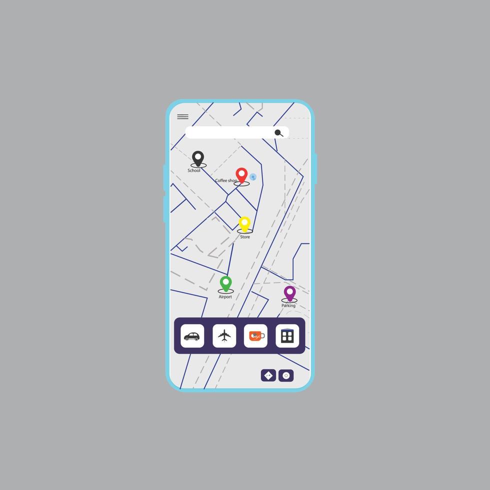 Navigation app. Location app interface on smartphone vector