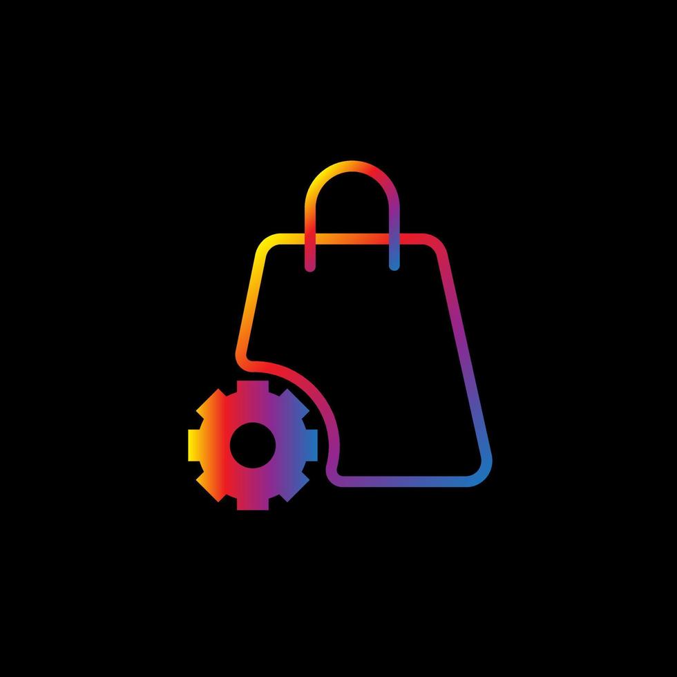Shop bag icon with gear vector
