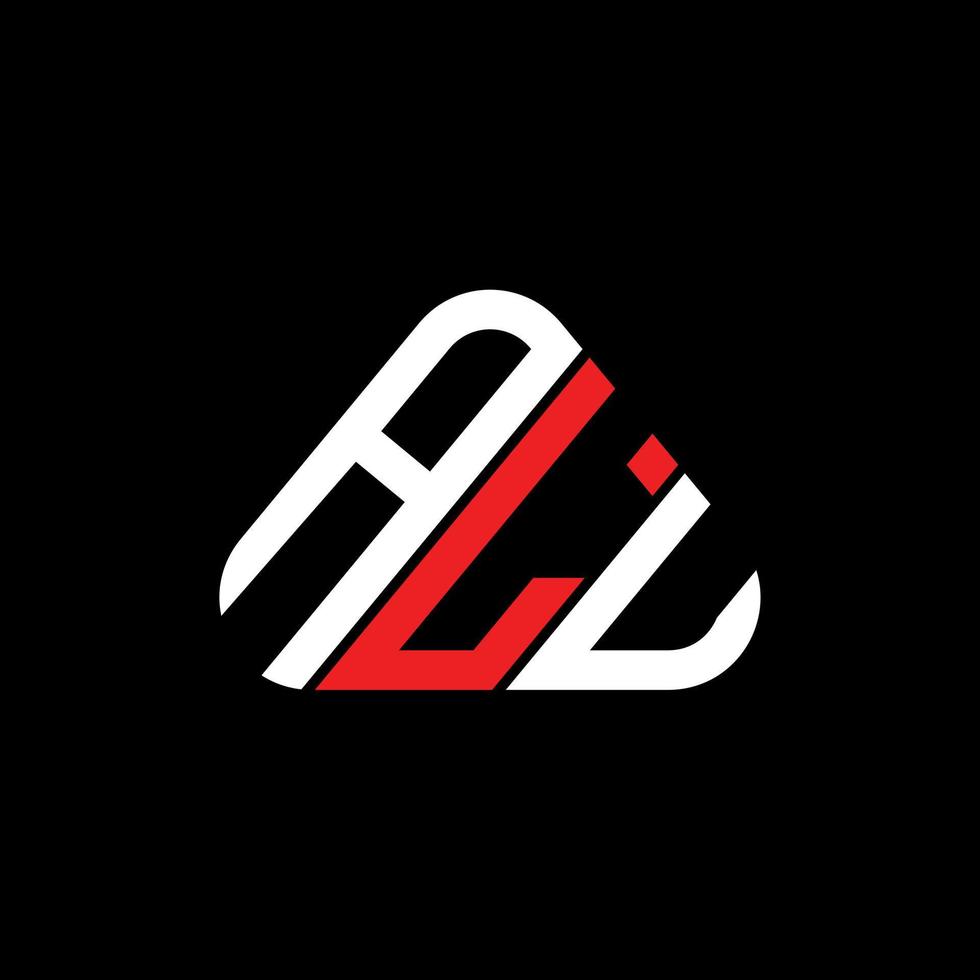 ALU letter logo creative design with vector graphic, ALU simple and modern logo in triangle shape.