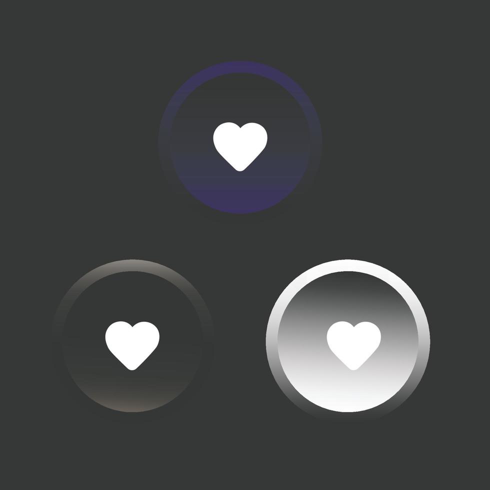 Neumorphic like and heart icon vector