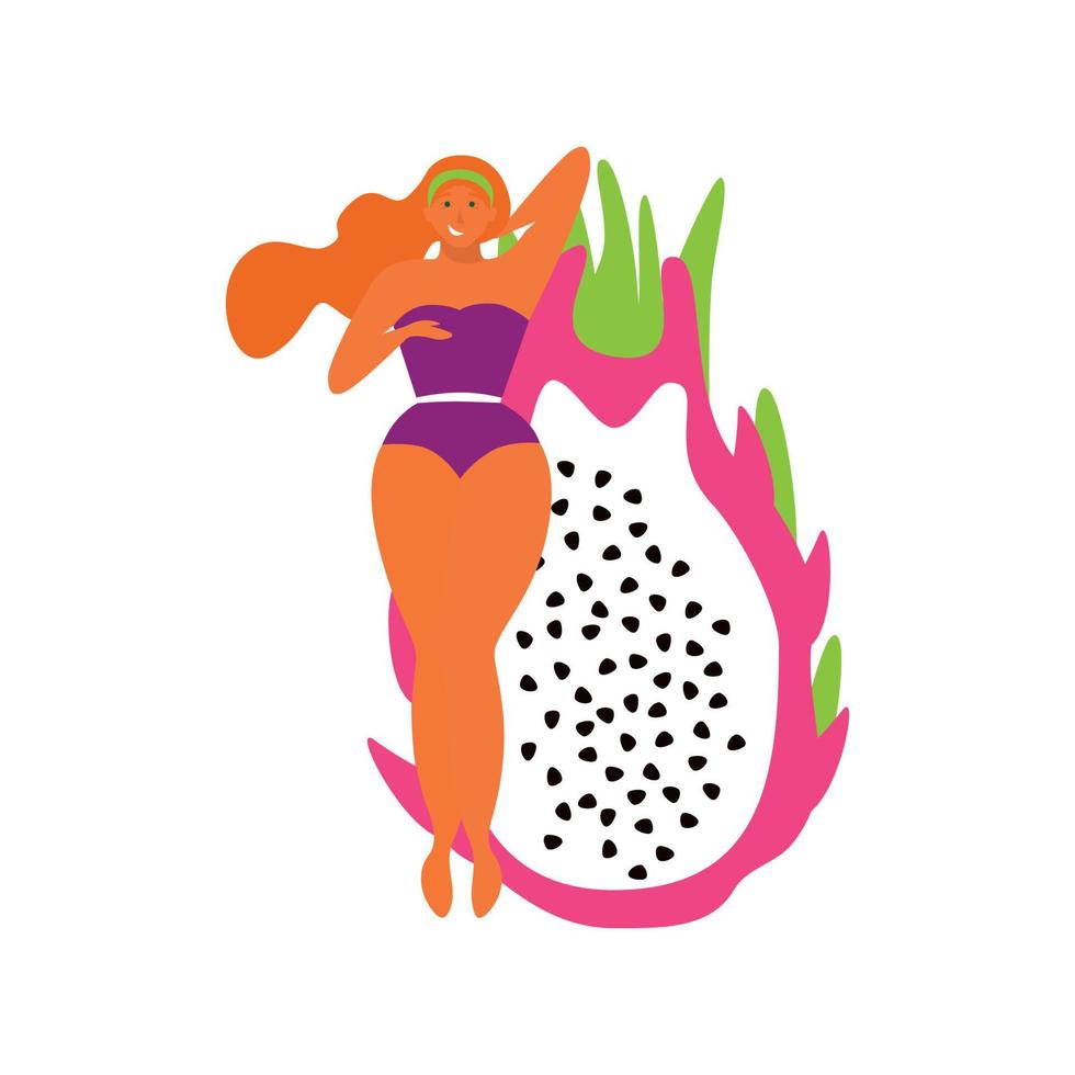 chica con fruta vector