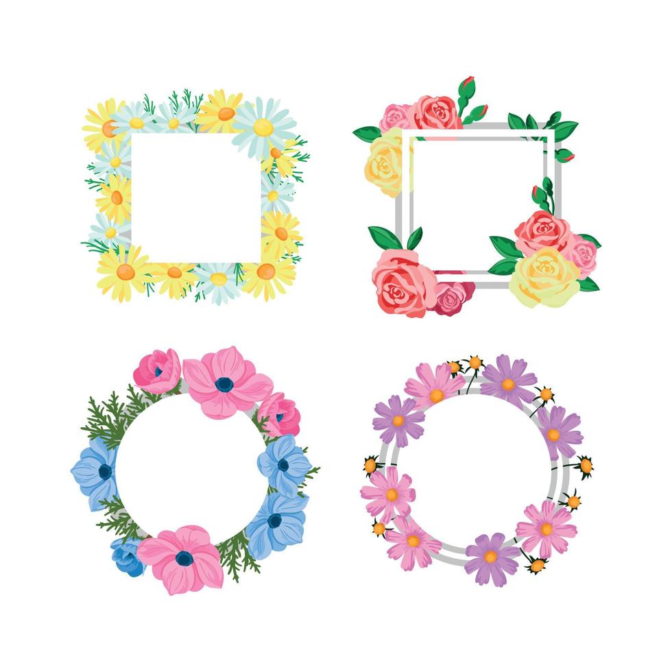 Set of floral frames vector