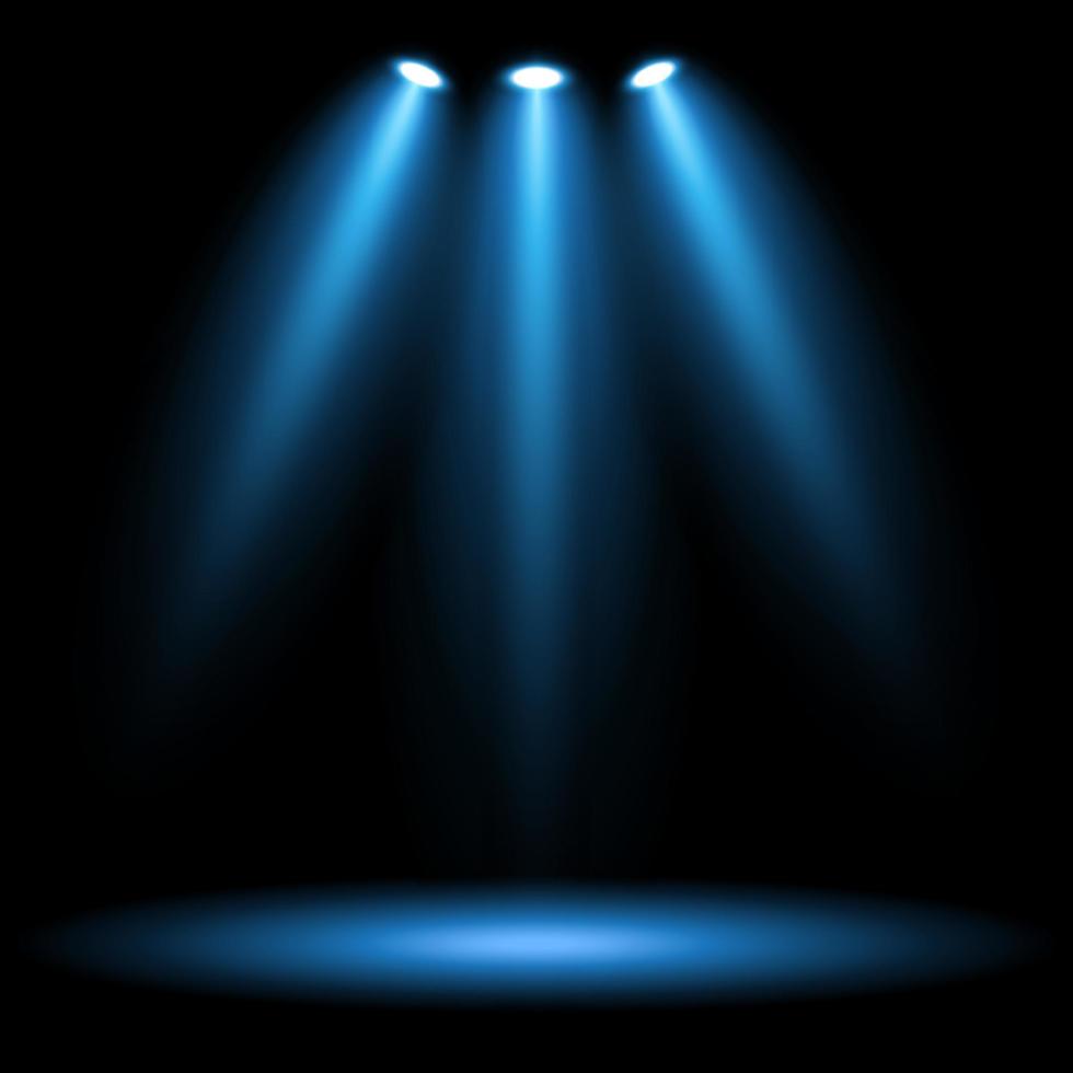 Blue light beams on black background vector