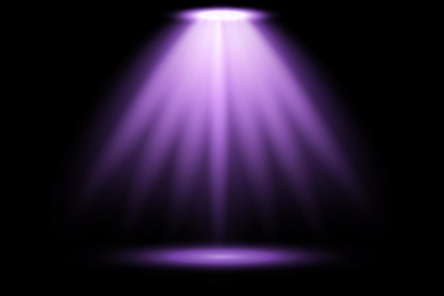 Purple light beams on black background vector