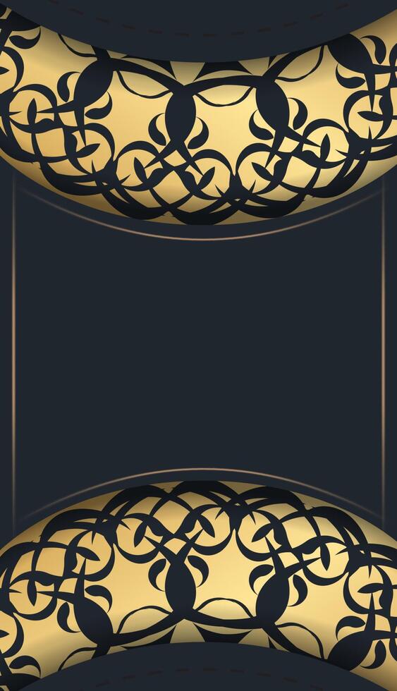 Black postcard with abstract brown ornament prepared for typography. vector