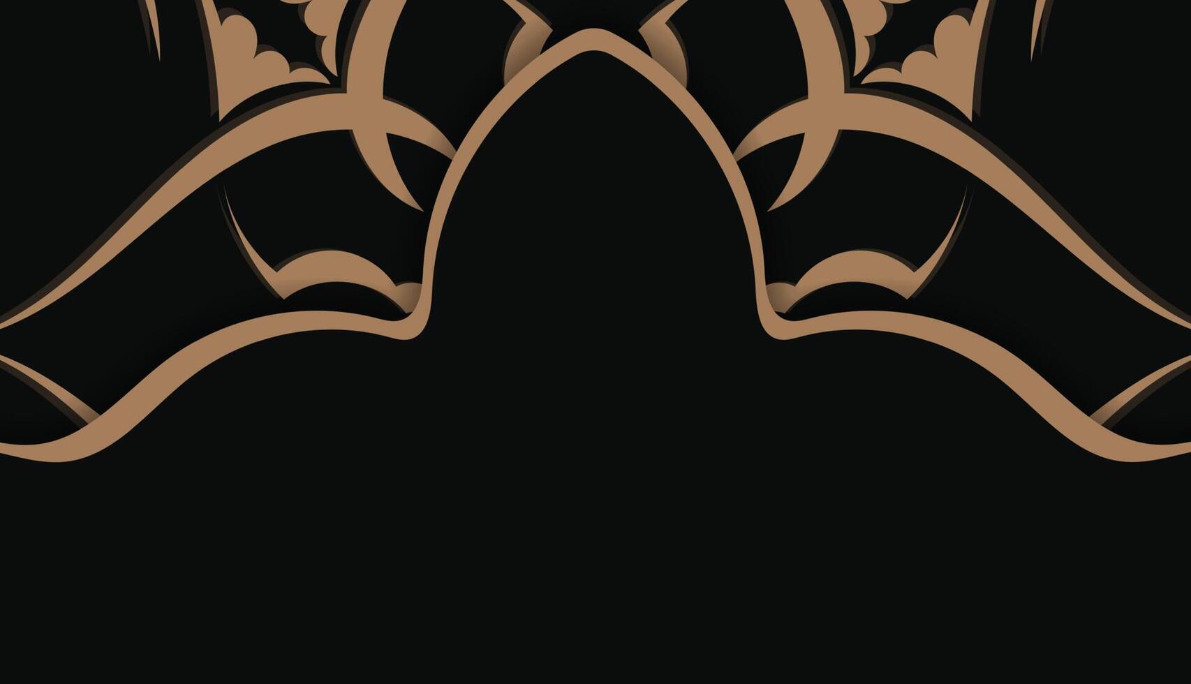 Black banner template with abstract brown ornament and place for logo or text vector