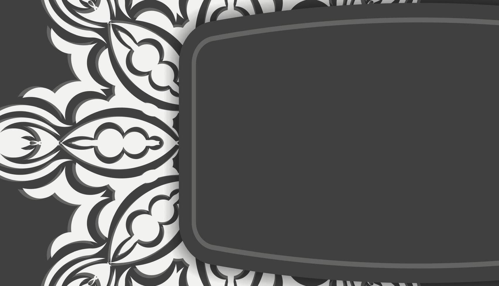 Baner of black color with abstract white ornament for design under the text vector