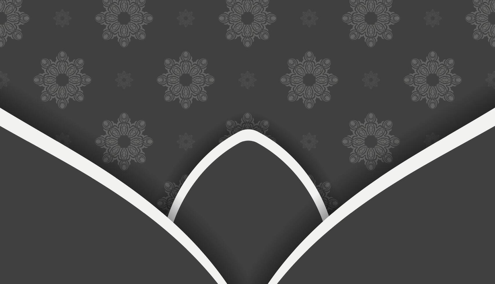 Black banner with vintage white pattern for design under the text vector