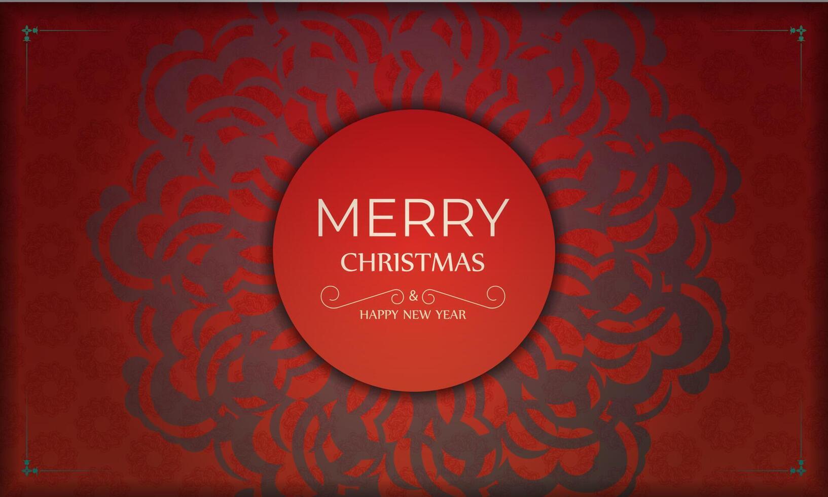 Red color happy new year flyer with winter burgundy pattern vector