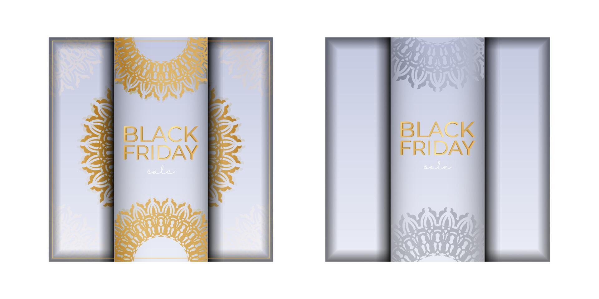 Black Friday poster template in beige color with abstract ornament vector