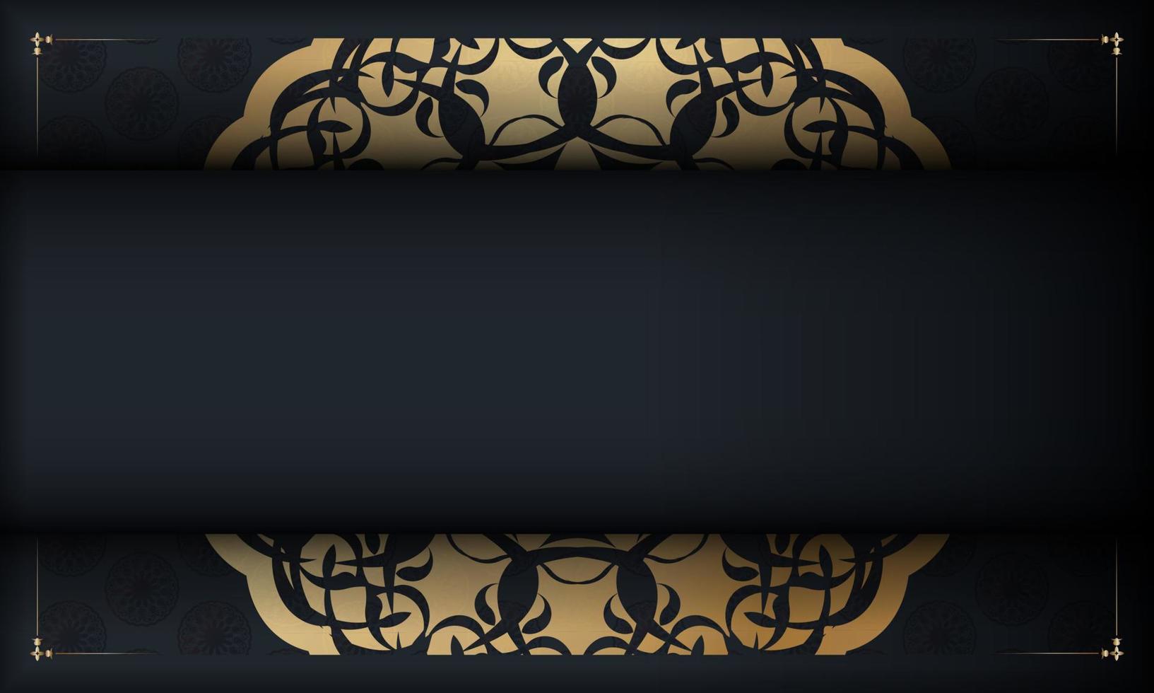 Black banner with abstract gold pattern and place under your text vector