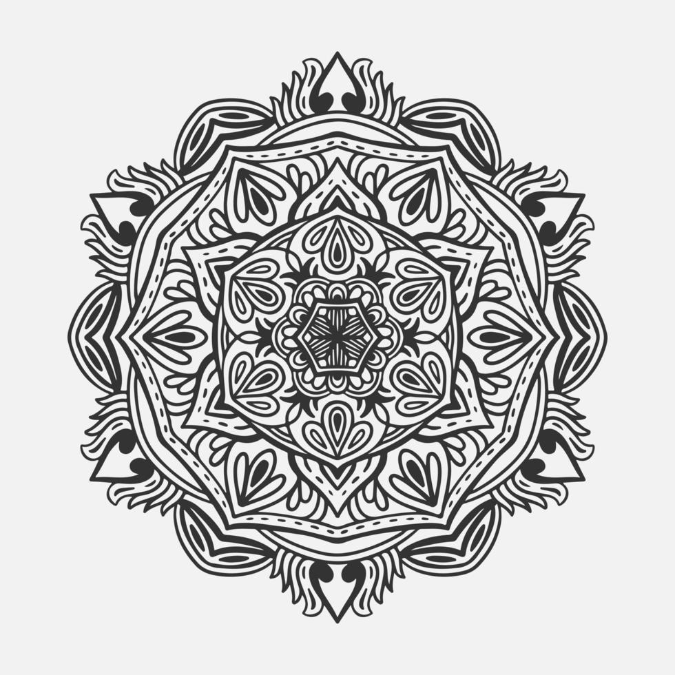 Ornamental round pattern. Black outline mandala on white background. Vector illustration.