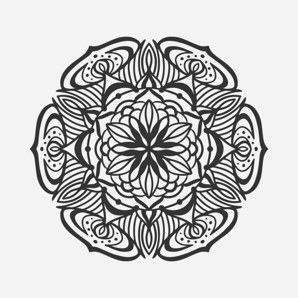 Ornamental round pattern. Black outline mandala on white background. Vector illustration.
