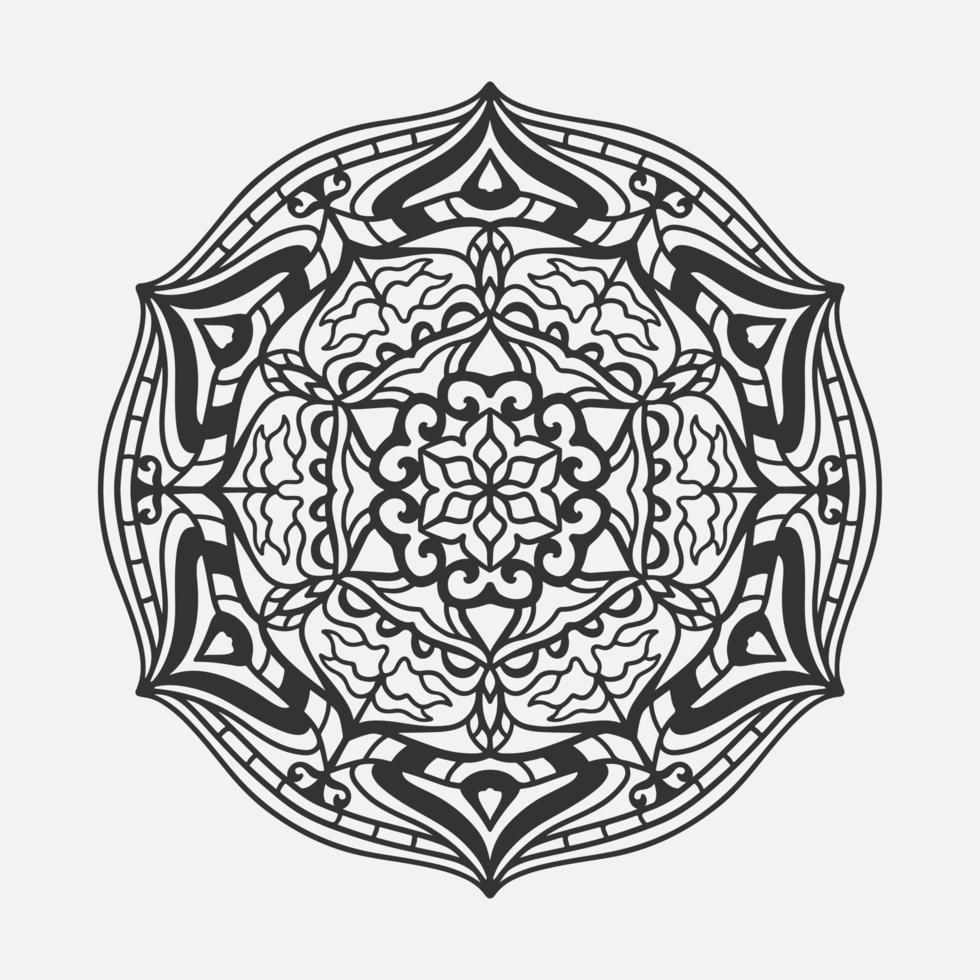 Ornamental round pattern. Black outline mandala on white background. Vector illustration.