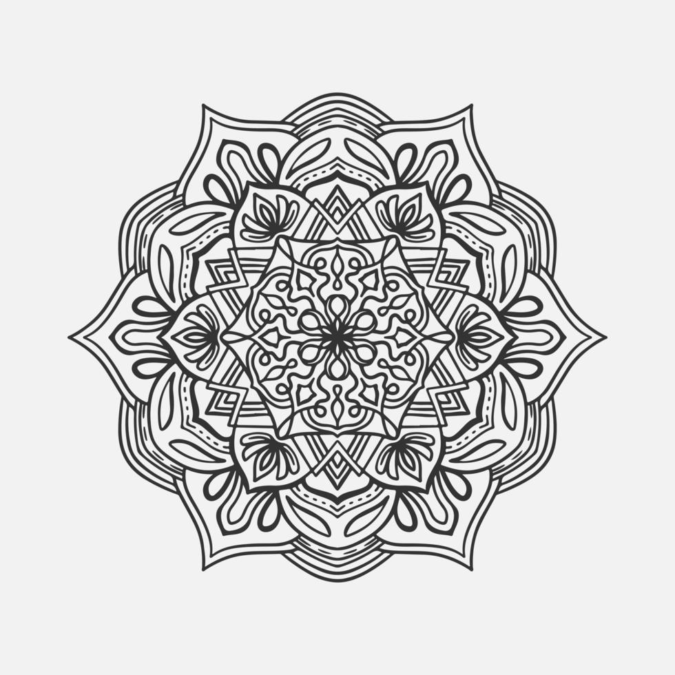 Ornamental round pattern. Black outline mandala on white background. Vector illustration.