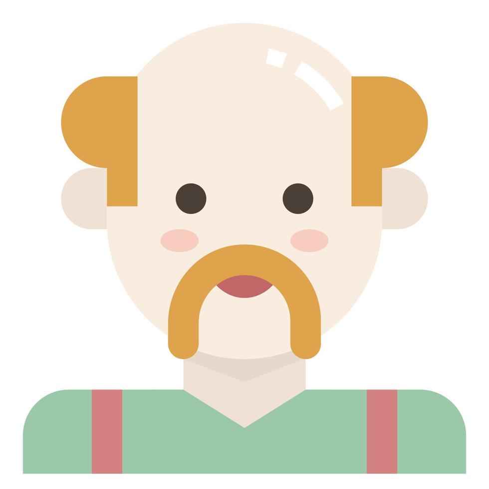 Old Man Mustache Bald Grey Hair Avatar clip art icon vector