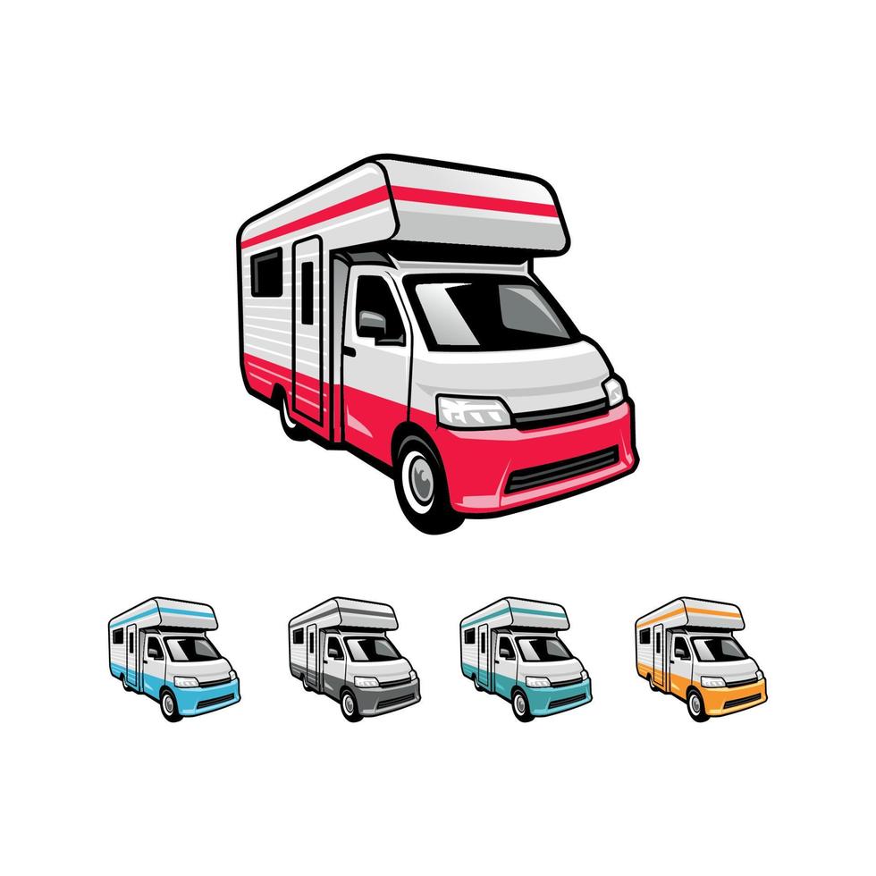 RV, camping car, campervan illustration logo vector