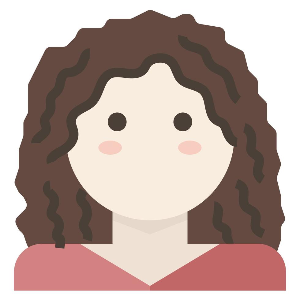 Curly Woman Hair Avatar Fluffy clip art icon vector