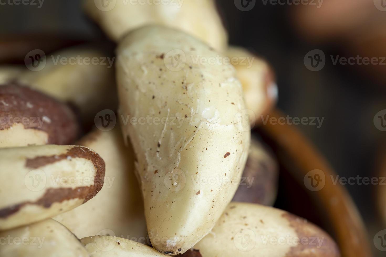 Peeled Brazil nuts on the table photo