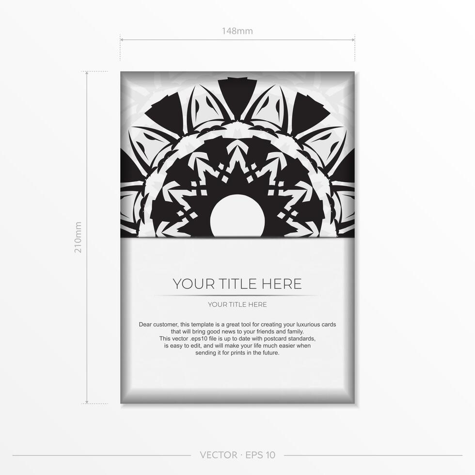 A black and white flyer template with a pattern vector