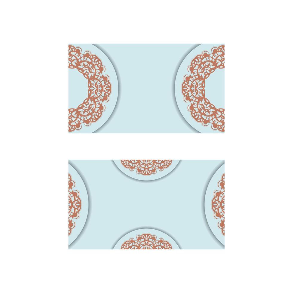 An aquamarine business card with a luxurious coral pattern for your brand. vector