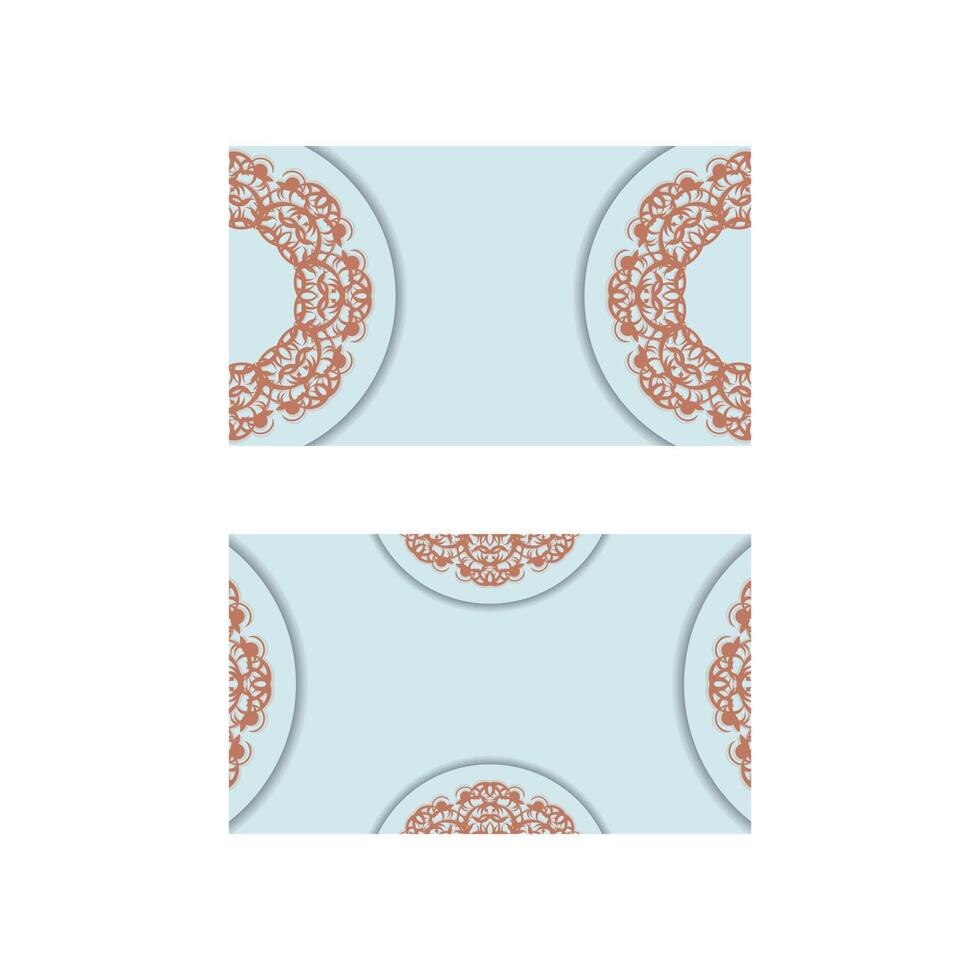 An aquamarine business card with a luxurious coral pattern for your brand. vector