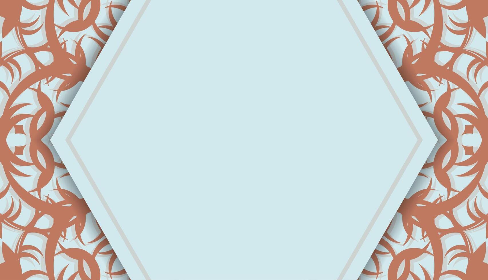 Baner in aquamarine color with coral pattern mandala and place for logo or text vector