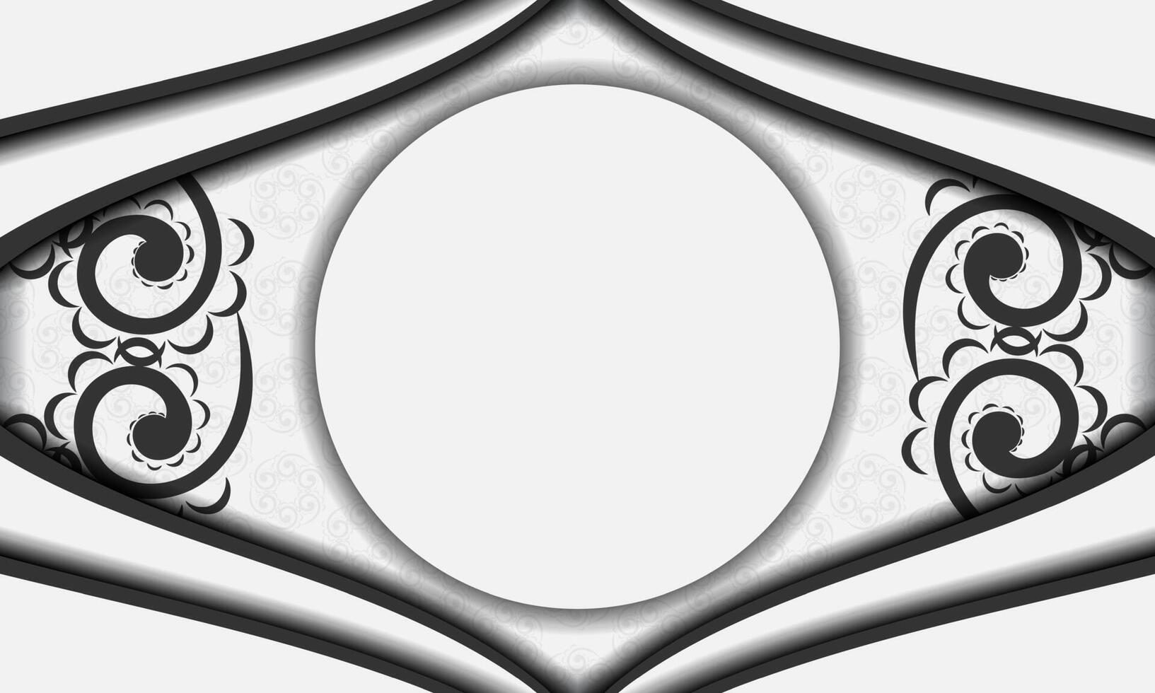 A black and white design with a circular frame vector