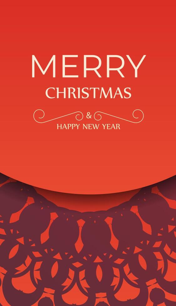Red color happy new year flyer with luxury burgundy ornament vector