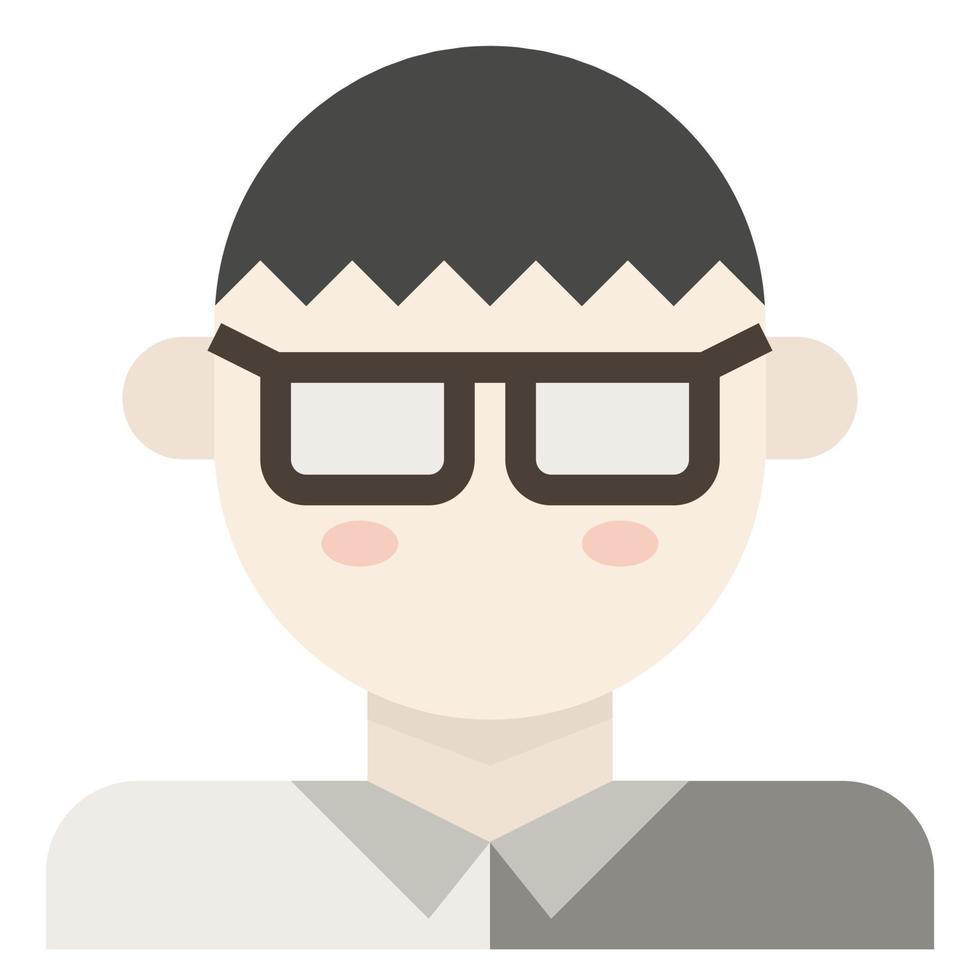asiático neard hombre macho gafas clip art icono vector