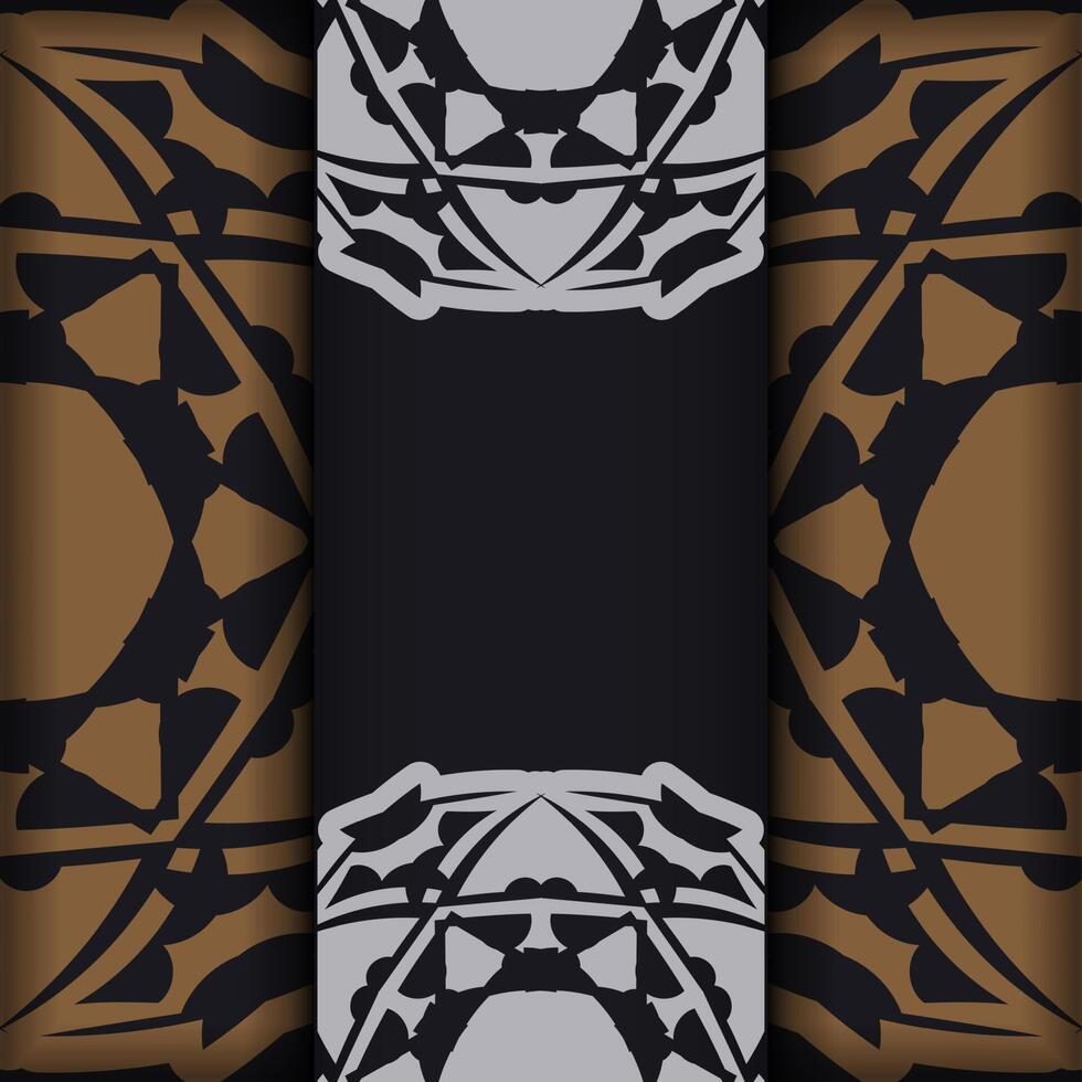 Dark color flyer with orange abstract pattern vector