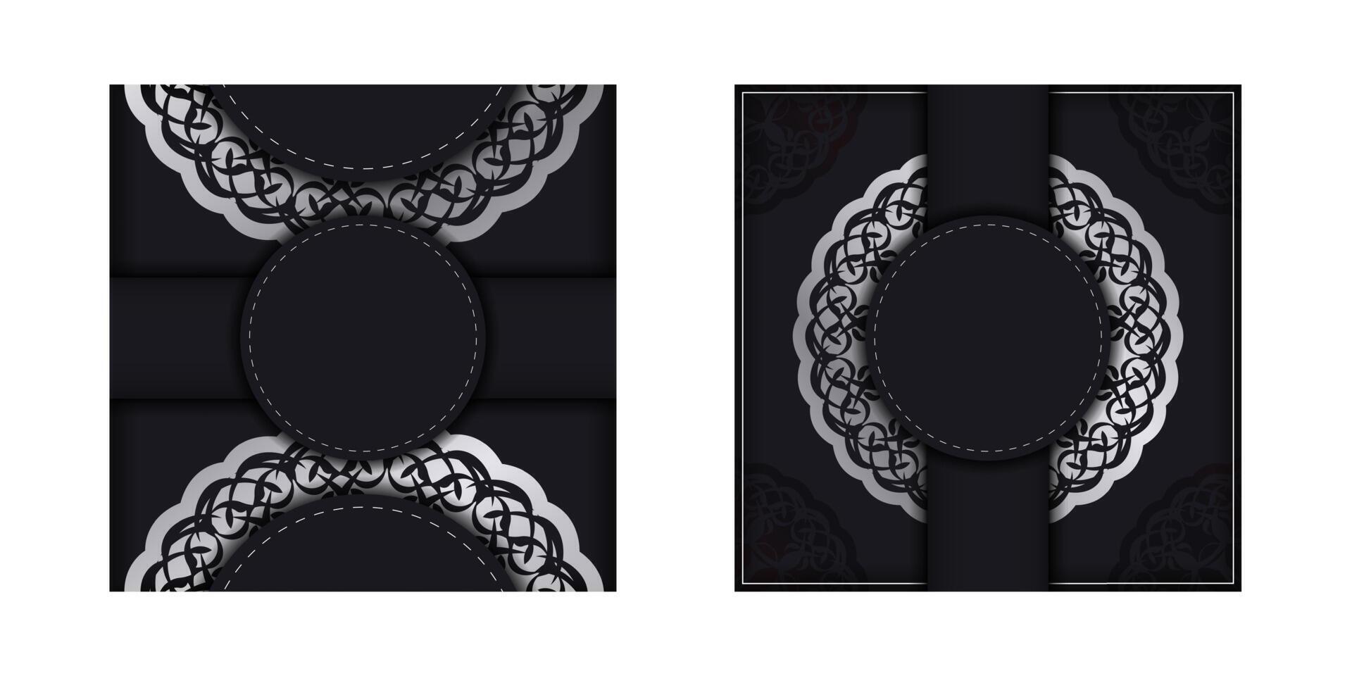 Two black and white cards with ornate designs vector