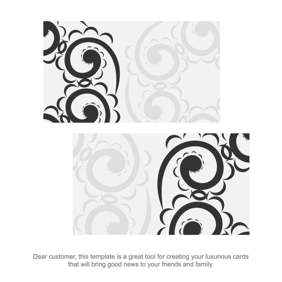 White color business card template with black vintage pattern vector