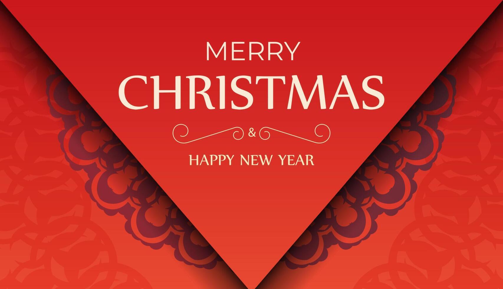 Festive Brochure Merry Christmas and Happy New Year Red color with winter burgundy pattern vector
